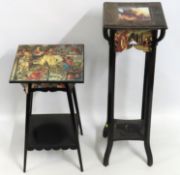 Two Edwardian lamp tables later painted & with app