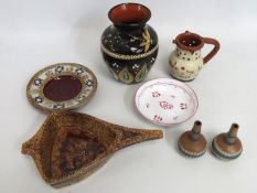 A pair of Doulton silicone pottery vases, two piec