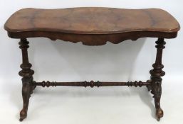 A Victorian burr walnut window table, some lifting