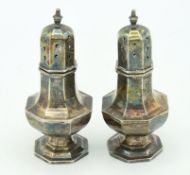 A pair of 1906 Edwardian silver peppers by William