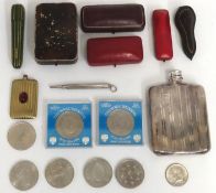 A Cartier tie/scarf pin box, five other jewellery