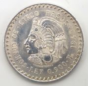 A 1948 Mexican 5 Pesos Cuauhtémoc 0.900 silver coi