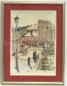 Adrian Truscott, a framed pen & ink watercolour of