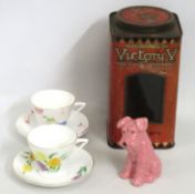 A pair of art deco cups & saucers by T.F & S Ltd.