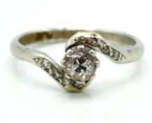 A c.1920s platinum ring set with approx. 0.4ct of
