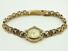 A ladies 9ct Rodana gold wristwatch, case 17mm dia