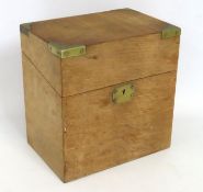A Georgian oak box with brass fittings, 280mm wide