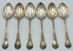 A set of six heavy gauge French silver teaspoons w