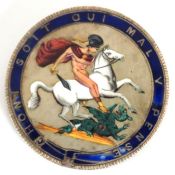 An enamelled silver George III crown brooch, small