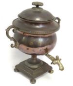 A Russian copper & brass samovar, tap lacks levers