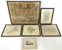 A c.1675 John O'Gilby road map Dartmouth, Minehead, Devonshire & Newton Bushel, 510mm x 410mm overal