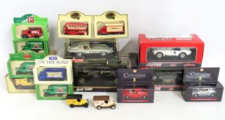 A selection of boxed diecast model vehicles includ