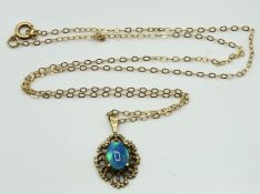 A 9ct gold chain & pendant set with opal doublet,