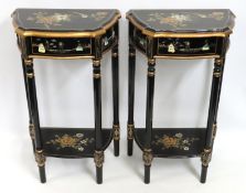 A pair of Chinese lacquerware hall stands with gil