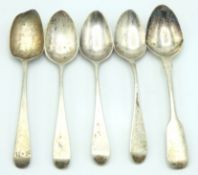 Five silver teaspoons, three possibly William With