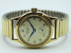 A gents 9ct gold cased Majex 17 jewel wristwatch,