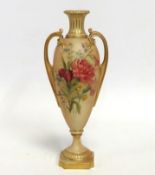 A Royal Worcester blush ivory vase with floral dec