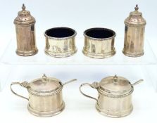 A six piece Birmingham silver condiment set by Wil