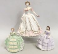Three Royal Worcester porcelain figures of ladies