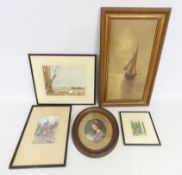 A framed oil on canvas of sailboat, probably Plymo