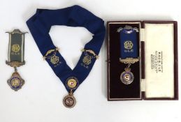 Two 1930s enamelled silver Masonic medals, approx.
