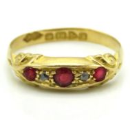 A 1909 Edwardian 18ct Chester gold ruby & diamond