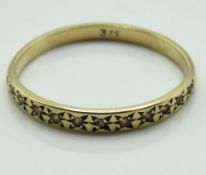 A 9ct gold half eternity ring set with small diamonds of approx. 0.11ct, 1.8g, size T