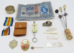 Two Glasgow silver hatpin pins with amethyst setti