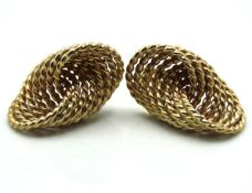 A pair of 9ct gold post fitting rope design earrin