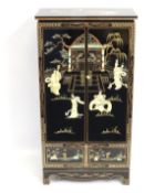 A Chinese lacquerware cabinet with gilding & mothe