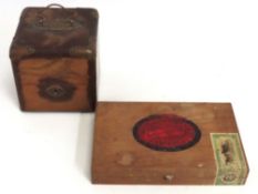 An oak art nouveau styled cigar storage box, 140mm