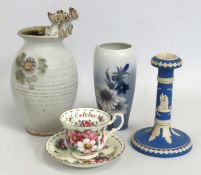 A Rob Fierek studio pottery cat vase of Gunnislake