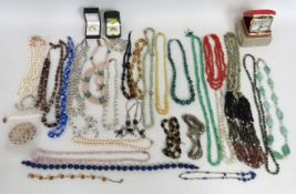 A vintage jade beaded necklace, 80.2g, 840mm long,