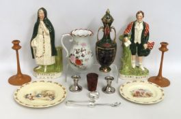 A pair of Staffordshire figures, Robbie Burns & Hi