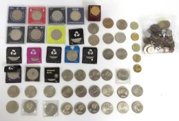 A quantity of mixed coinage including two £5 crown