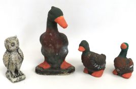 Three garden ducks, some faults & an owl, tallest