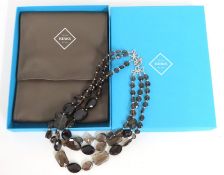 A Maison Birks silver & three string smoky quartz