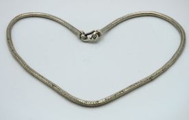 A silver snake link chain, 420mm long, 32.3g
