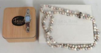 A Biba & Rose freshwater pearl & silver necklace,