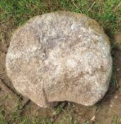 A granite mushroom top, 460mm at widest, no public viewing on this lot - fixed off site PL14 collect
