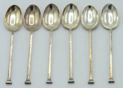 A 1931 art deco period set of six Sheffield silver