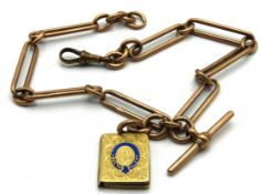 An antique 9ct gold paperclip chain link Albert wi