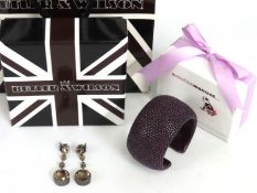 A pair of Butler & Wilson silver & smoky quartz ea