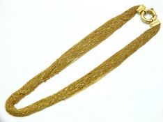 An 18ct gold Tiffany style multi strand mesh neckl