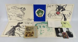 A collection of various sketches & signed drawings