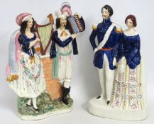 Two large 19thC. Staffordshire pottery figures one