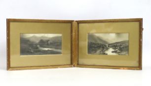 A pair of atmospheric framed prints of Two Bridges