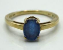 A 9ct gold ring set with sapphire believed to be t