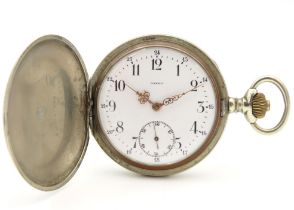 An Omega top wind full hunter pocket watch, winds & runs, case diameter, 50.5mm, 103.1g