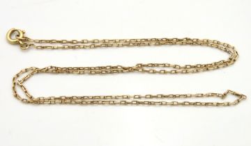 A yellow metal chain, tests electronically as 18ct gold, 440mm long, 2.4g
